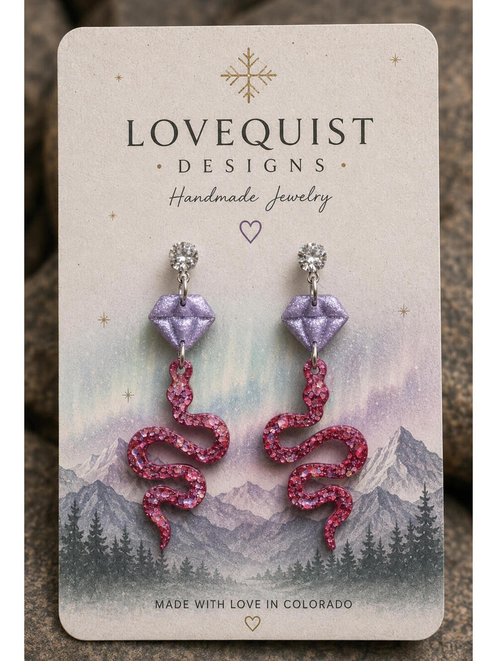 Ormglöd | Glitter Snake Statement Earrings